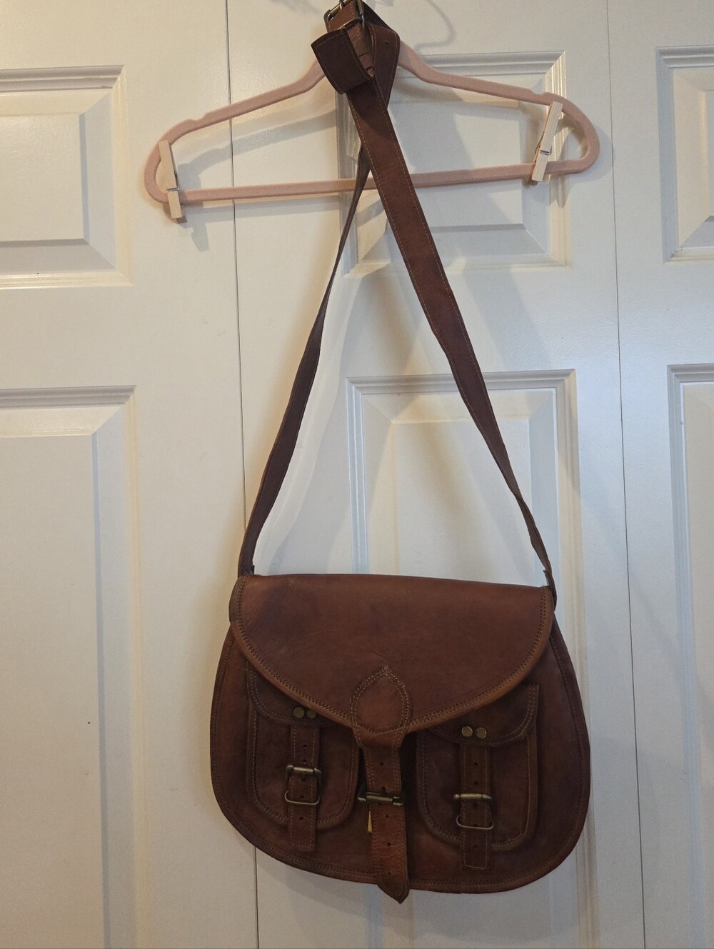 Brown Leather Messenger Bag - Classic Saddle Satchel